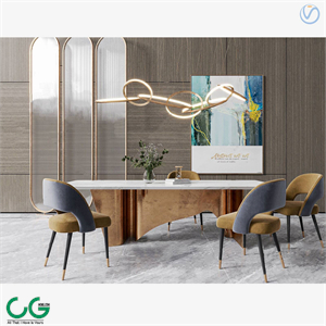 modern marble dining table chair 3d model